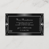 Carte De Visite Diamants argentés noirs et blancs Initiales (Dos)