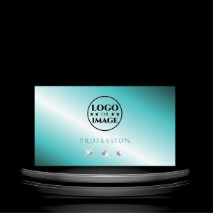 Carte De Visite Diamants argentés Turquoises élégants avec logo