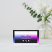 Carte De Visite Diamants blancs noirs flashy rose pourpre dégradé (Debout devant)