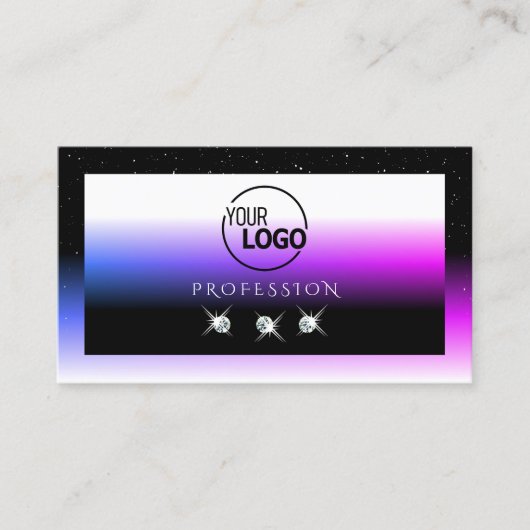Carte De Visite Diamants blancs noirs Pink Purple Gradient Ajouter (Devant)