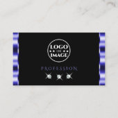 Carte De Visite Diamants brillants bleus et noirs élégants Ajouter (Devant)