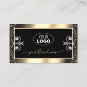 Carte De Visite Diamants brillants d'or noir luxueux avec logo (Devant)
