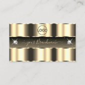 Carte De Visite Diamants brillants dorés noirs luxueux avec logo (Devant)