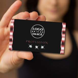 Carte De Visite Diamants brillants rouges noirs brillants avec log