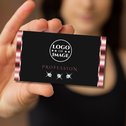 Carte De Visite Diamants brillants rouges noirs brillants avec log