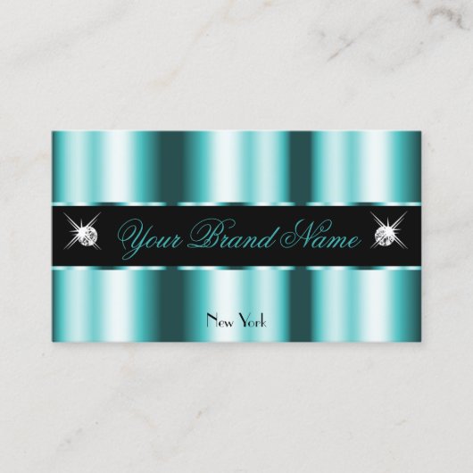 Carte De Visite Diamants brillants Turquoises et noirs brillants (Devant)
