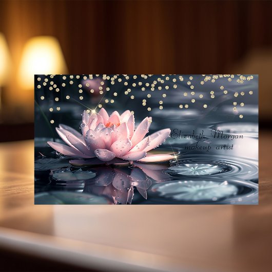 Carte De Visite Diamants couleur or cool Lotus bleu