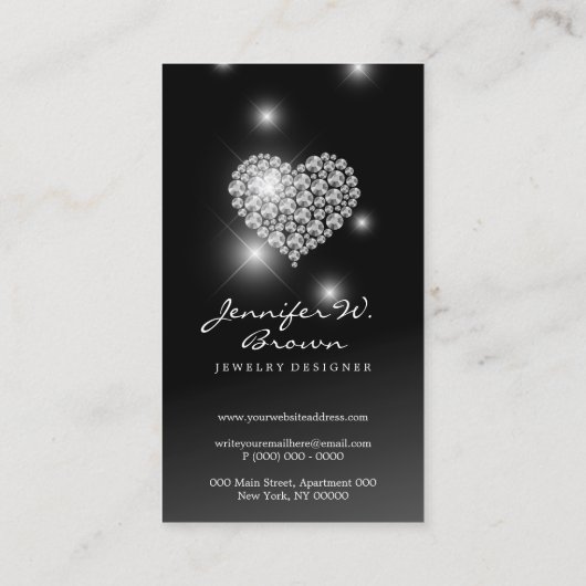 Carte De Visite Diamants d'argent bijoux luxe (Dos)