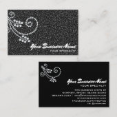 Carte De Visite *~* Diamants de défilement Glam Black Parties scin (Devant / Derrière)