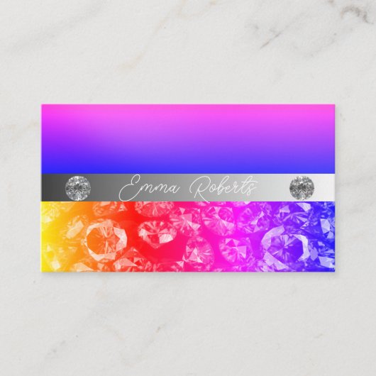 Carte De Visite Diamants de Parties scintillant brillants en argen (Devant)