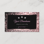 Carte De Visite Diamants de Parties scintillant de luxe Rose noir (Devant)