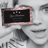 Carte De Visite Diamants de Parties scintillant de luxe Rose noir