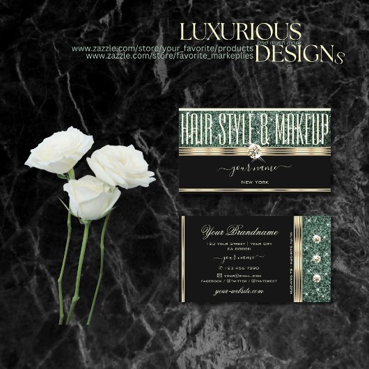 Carte De Visite Diamants de Parties scintillant verte de la Forêt-