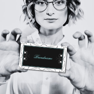 Carte De Visite Diamants d'étincelle noir blanc ornemental Ornat
