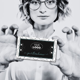 Carte De Visite Diamants d'étincelle noir et blanc ornemental Ajou