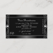 Carte De Visite Diamants d'étincelle ornés noirs et blancs Initial (Dos)