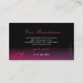 Carte De Visite Diamants d'étincelle rose noire moderne Initiales (Dos)