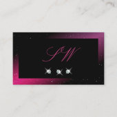 Carte De Visite Diamants d'étincelle rose noire moderne Initiales (Devant)