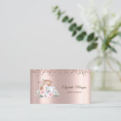 Carte De Visite Diamants d'or Rose, Fleurs mélangeurs (Debout devant)