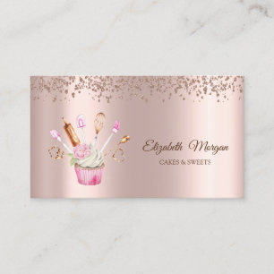 Carte De Visite Diamants d'or rose, Outils de boulangerie Cupcake 