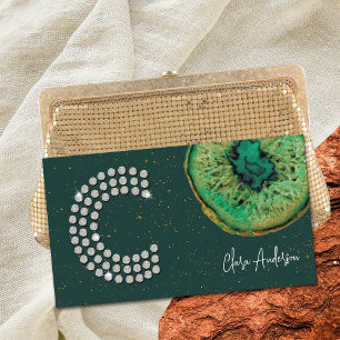 Carte De Visite Diamants Emerald Agate Lettre C initiale Monogramm