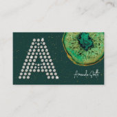 Carte De Visite Diamants Émeraude Agate Initiale Lettre Monogramme (Devant)