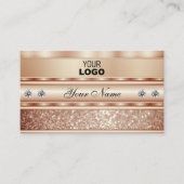 Carte De Visite Diamants et logo de Parties scintillant or Rose ca (Devant)