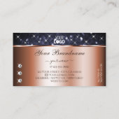 Carte De Visite Diamants et Logo de Parties scintillant rose Gold  (Dos)