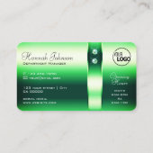 Carte De Visite Diamants et logo émeraude vert brillant (Dos)