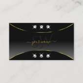 Carte De Visite Diamants et Monogrammes d'or noir luxueux (Devant)