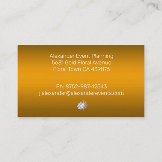 Carte De Visite Diamants et Perles de Luxe Or (Dos)