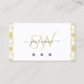 Carte De Visite Diamants étincelants à bordure or blanc moderne In (Devant)