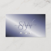 Carte De Visite Diamants étincelants bleu brillant Argent Initiale (Devant)