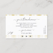 Carte De Visite Diamants étincelants de bordure or blanc moderne M (Dos)