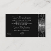 Carte De Visite Diamants étincelants en argent noir Monogramme (Dos)