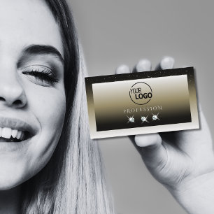 Carte De Visite Diamants étincelants en platine beige avec logo