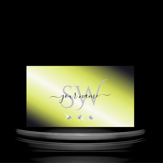 Carte De Visite Diamants étincelants Jaune Chimie Jaune Monogramme