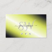 Carte De Visite Diamants étincelants Jaune Chimie Jaune Monogramme (Devant)