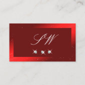 Carte De Visite Diamants étincelants rouge vin avec Monogramme (Devant)
