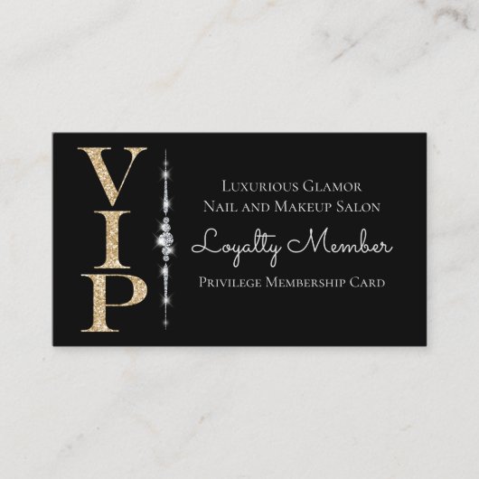 Carte De Visite Diamants glamour noir Parties scintillant or VIP L (Devant)