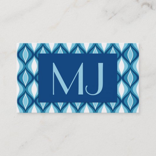 Carte De Visite Diamants Modernes Du Milieu Du Siècle, Blues Denim (Devant)