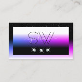 Carte De Visite Diamants noirs blancs rose pourpre Monogramme (Devant)