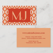 Carte De Visite Diamants, orange et blanc modernes de la moitié du (Devant / Derrière)