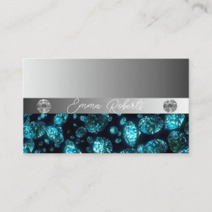 Carte De Visite Diamants Pailletés Argent Brillants Entreprise