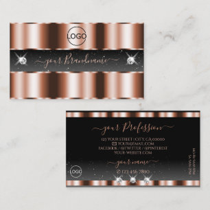 Carte De Visite Diamants Rose Gold Black Sparkling Ajouter un logo