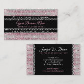 Carte De Visite Diamants rose parties scintillant (Devant / Derrière)
