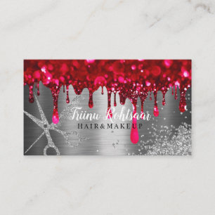 Carte De Visite Diamants Rouges Bokeh Cheveux Étincelants