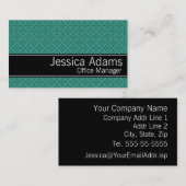 Carte De Visite Diamants turquoises Motif Moderne Professional (Devant / Derrière)