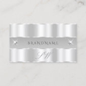 Carte De Visite Diamètre brillant gris clair argenté Chic Initiale (Devant)