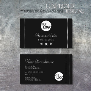 Carte De Visite Diamètre noir brillant clair Logo de bandes argen
